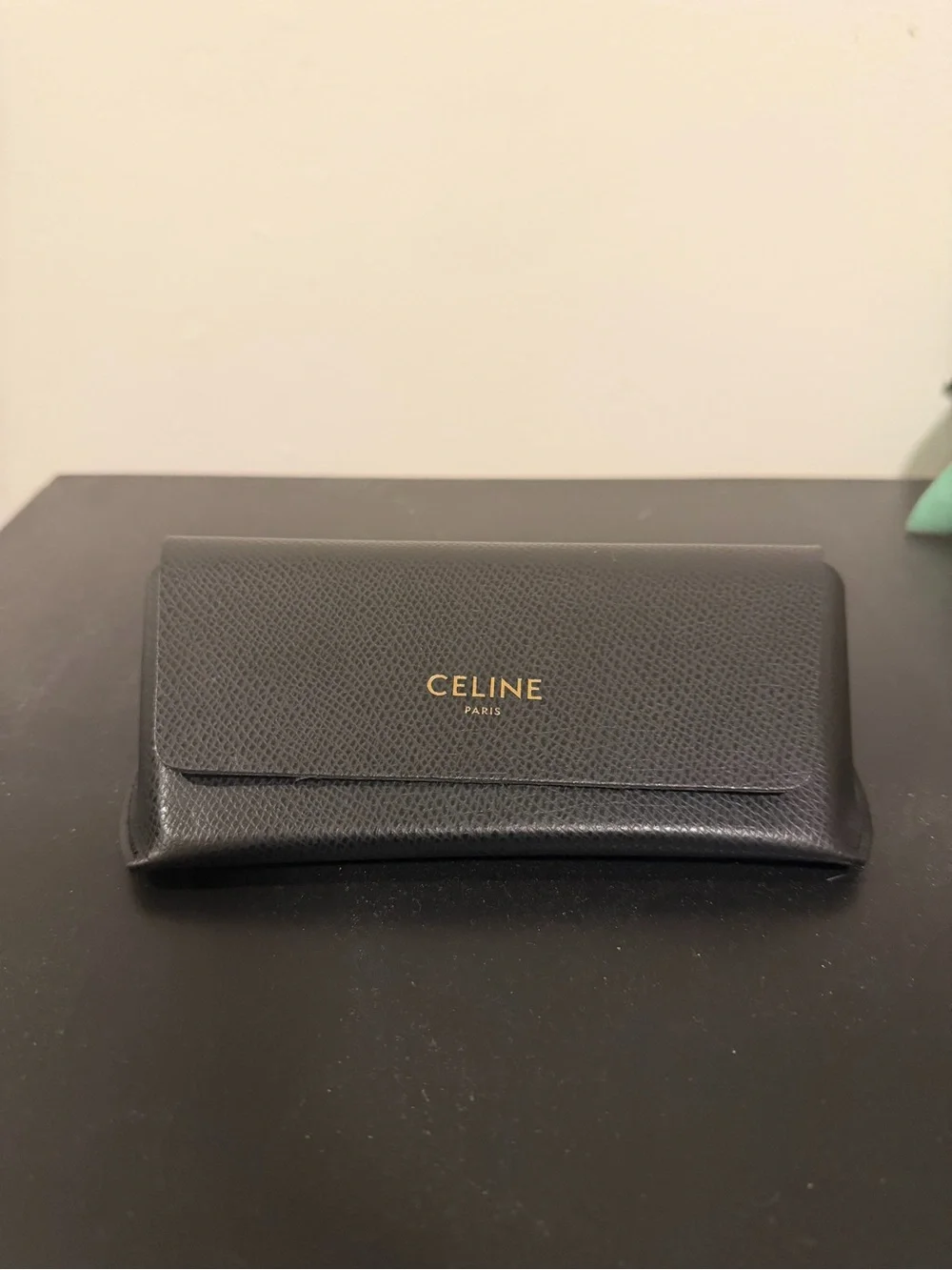 AUTHENTIC Celine Black Square Sunglasses with Gold Logo Accent